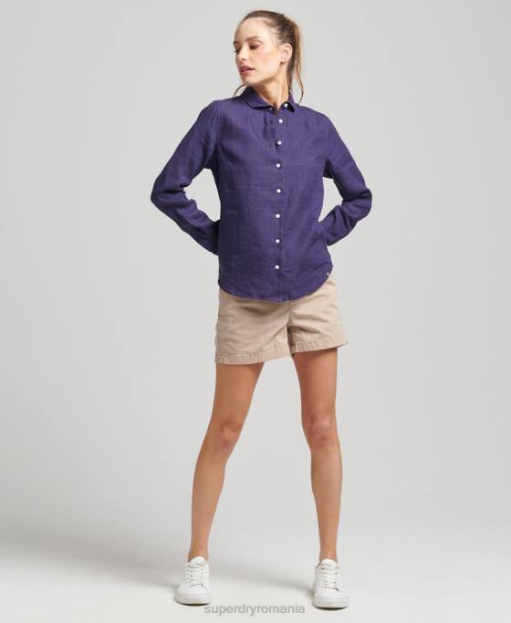 Superdry camasa cu maneca lunga in in studios îmbrăcăminte marina femei JX0Z6513