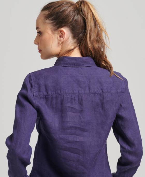 Superdry camasa cu maneca lunga in in studios îmbrăcăminte marina femei JX0Z6513