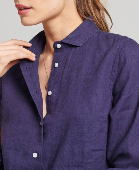 Superdry camasa cu maneca lunga in in studios îmbrăcăminte marina femei JX0Z6513