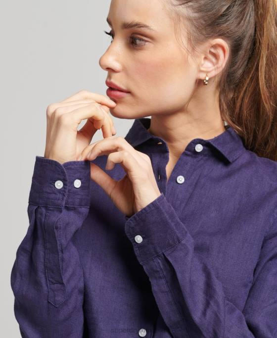 Superdry camasa cu maneca lunga in in studios îmbrăcăminte marina femei JX0Z6513