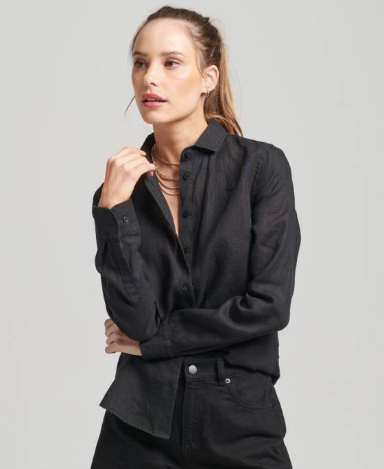 Superdry camasa cu maneca lunga in in studios îmbrăcăminte negru femei JX0Z6609