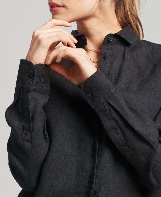 Superdry camasa cu maneca lunga in in studios îmbrăcăminte negru femei JX0Z6609