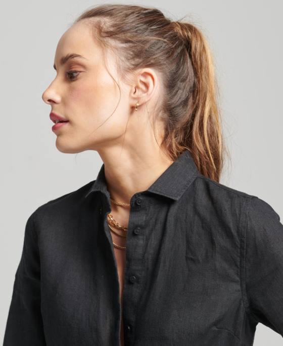 Superdry camasa cu maneca lunga in in studios îmbrăcăminte negru femei JX0Z6609