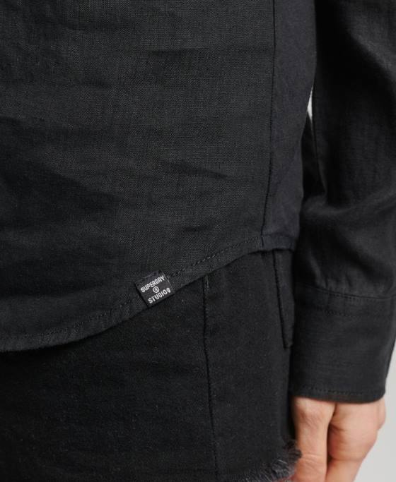 Superdry camasa cu maneca lunga in in studios îmbrăcăminte negru femei JX0Z6609