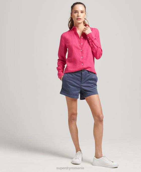 Superdry camasa cu maneca lunga in in studios îmbrăcăminte roz femei JX0Z6538