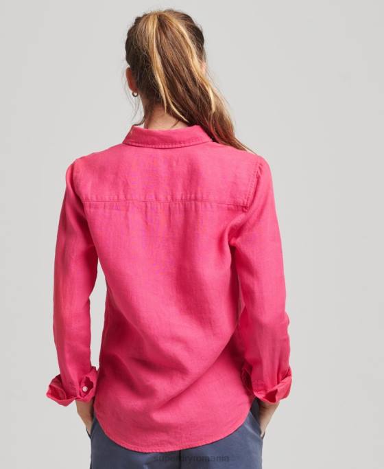 Superdry camasa cu maneca lunga in in studios îmbrăcăminte roz femei JX0Z6538