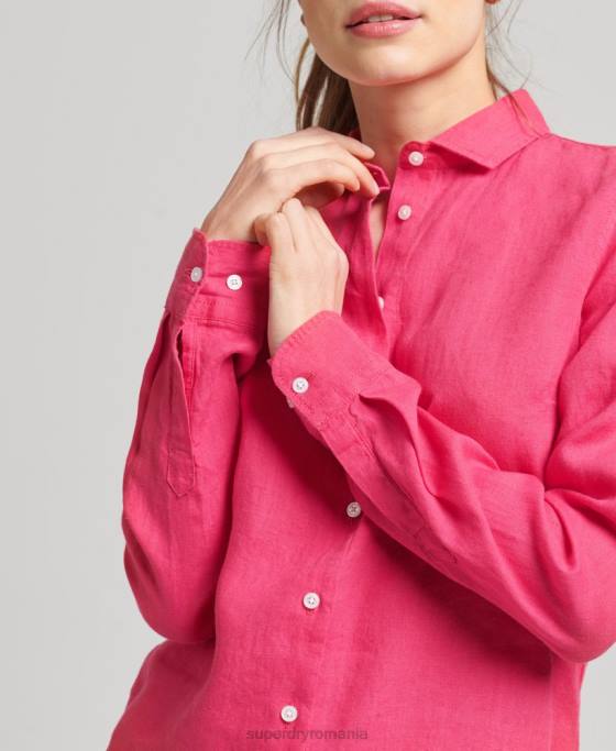 Superdry camasa cu maneca lunga in in studios îmbrăcăminte roz femei JX0Z6538
