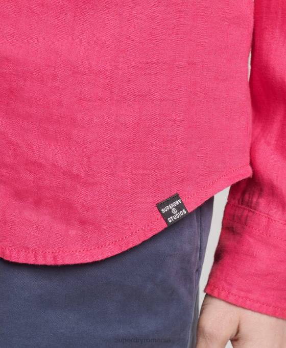 Superdry camasa cu maneca lunga in in studios îmbrăcăminte roz femei JX0Z6538