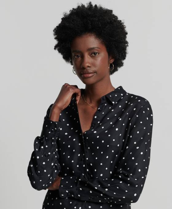 Superdry camasa cu maneca lunga studios îmbrăcăminte negru femei JX0Z6764