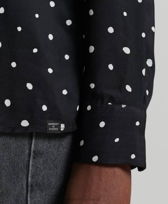 Superdry camasa cu maneca lunga studios îmbrăcăminte negru femei JX0Z6764