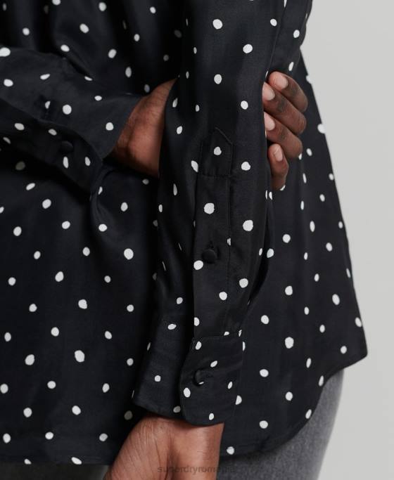 Superdry camasa cu maneca lunga studios îmbrăcăminte negru femei JX0Z6764