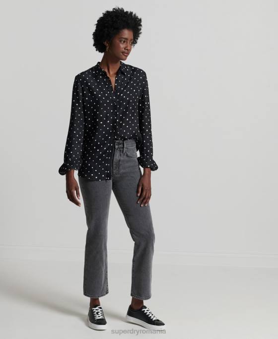 Superdry camasa cu maneca lunga studios îmbrăcăminte negru femei JX0Z6764