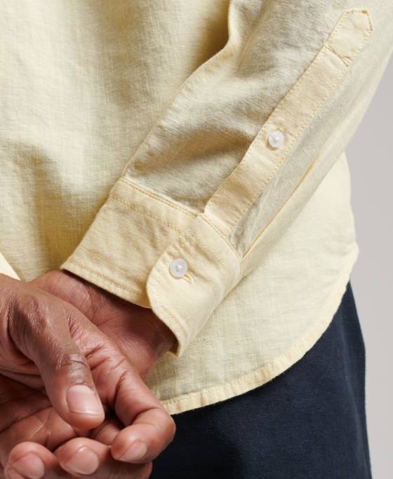 Superdry camasa cu nasturi din bumbac organic studios in îmbrăcăminte galben bărbați JX0Z183