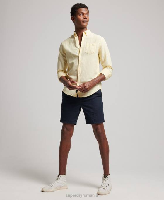 Superdry camasa cu nasturi din bumbac organic studios in îmbrăcăminte galben bărbați JX0Z183