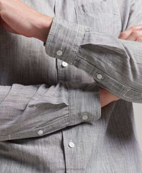 Superdry camasa cu nasturi din bumbac organic studios in îmbrăcăminte gri deschis bărbați JX0Z136