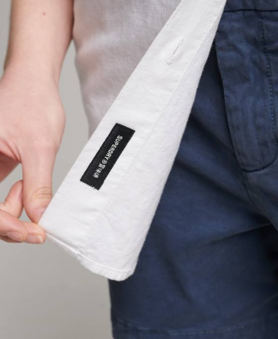 Superdry camasa iubit din in îmbrăcăminte alb femei JX0Z2963