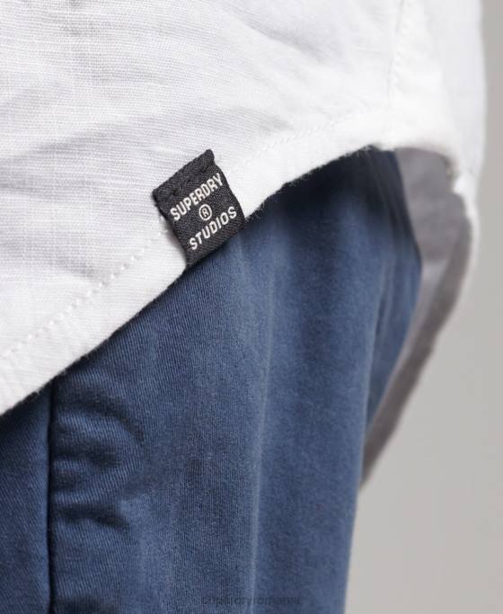 Superdry camasa iubit din in îmbrăcăminte alb femei JX0Z2963