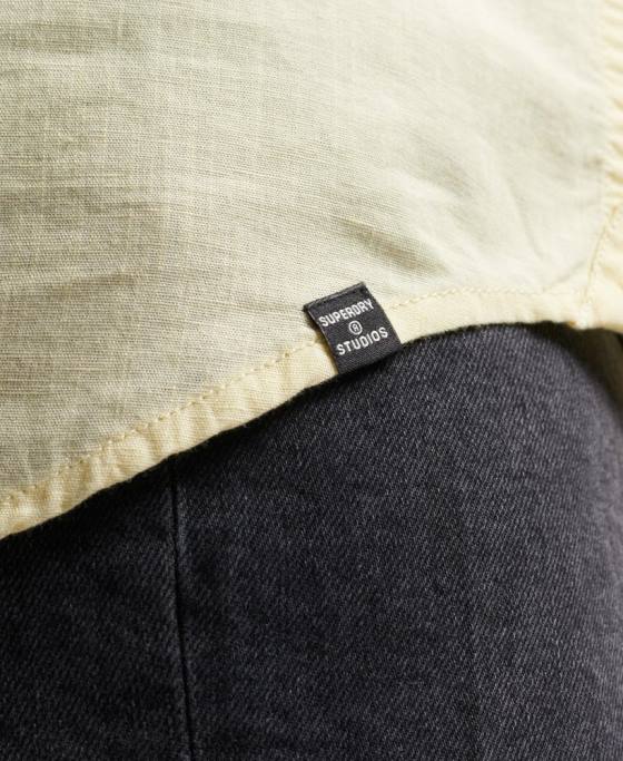 Superdry camasa iubit din in îmbrăcăminte galben femei JX0Z6524