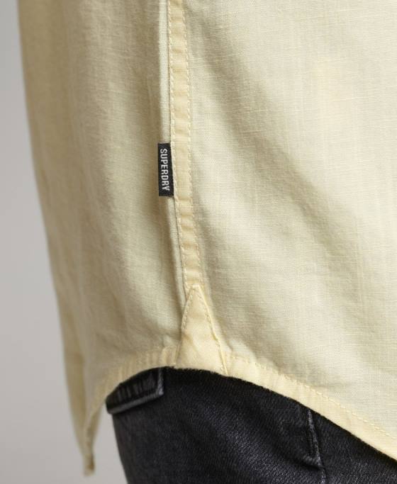 Superdry camasa iubit din in îmbrăcăminte galben femei JX0Z6524