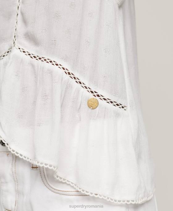 Superdry cami top trim scară îmbrăcăminte alb femei JX0Z2131