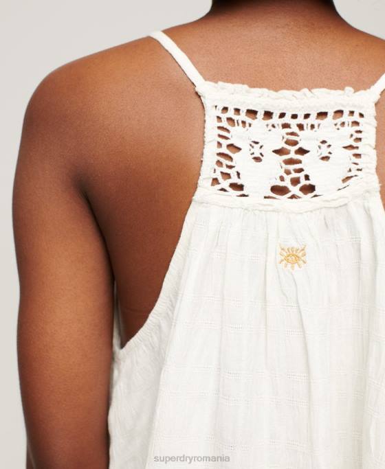 Superdry cami top vintage cu halter îmbrăcăminte cremă femei JX0Z2871