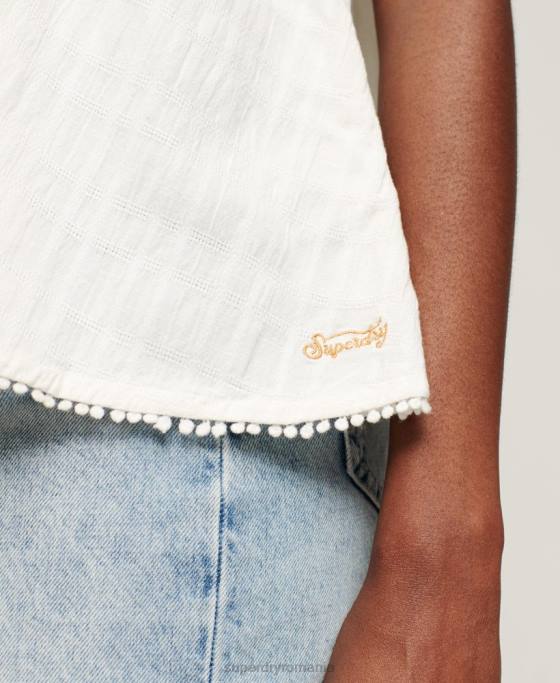 Superdry cami top vintage cu halter îmbrăcăminte cremă femei JX0Z2871