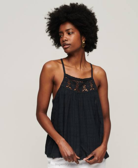 Superdry cami top vintage cu halter îmbrăcăminte marina femei JX0Z2893