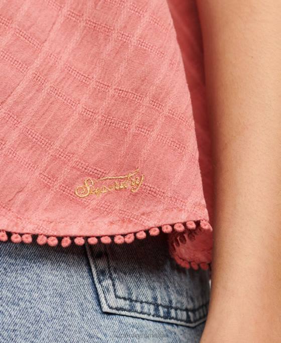 Superdry cami top vintage cu halter îmbrăcăminte roz femei JX0Z2877