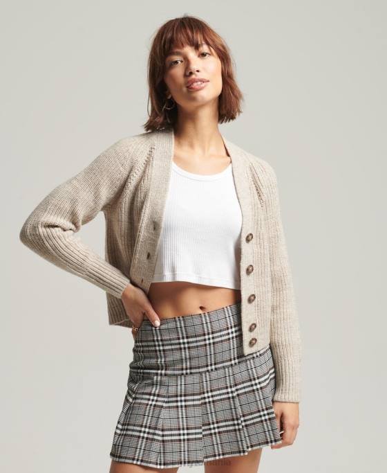 Superdry cardigan cu decolteu în V jessica îmbrăcăminte bej femei JX0Z4022