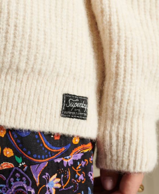 Superdry cardigan din amestec de alpaca îmbrăcăminte cremă femei JX0Z6589