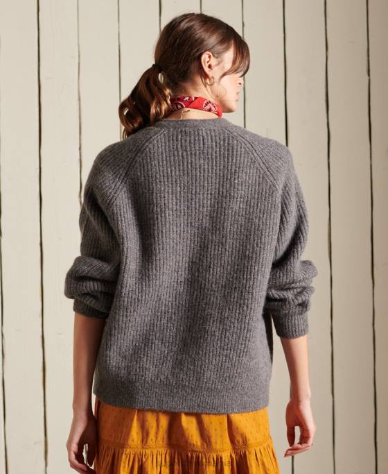 Superdry cardigan din amestec de alpaca îmbrăcăminte gri deschis femei JX0Z6601