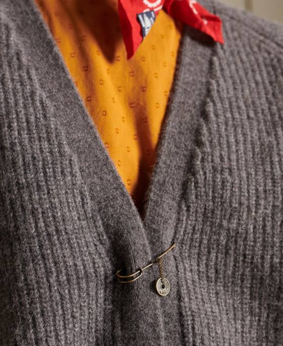 Superdry cardigan din amestec de alpaca îmbrăcăminte gri deschis femei JX0Z6601