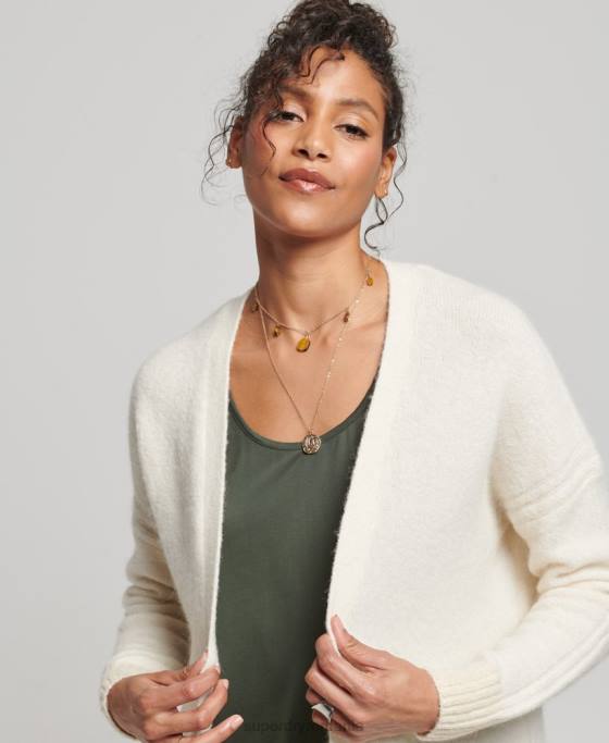 Superdry cardigan lung studios îmbrăcăminte alb femei JX0Z4008