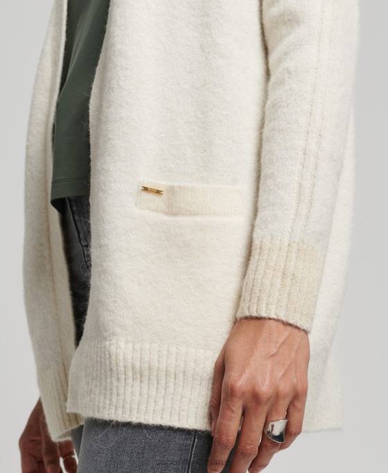 Superdry cardigan lung studios îmbrăcăminte alb femei JX0Z4008