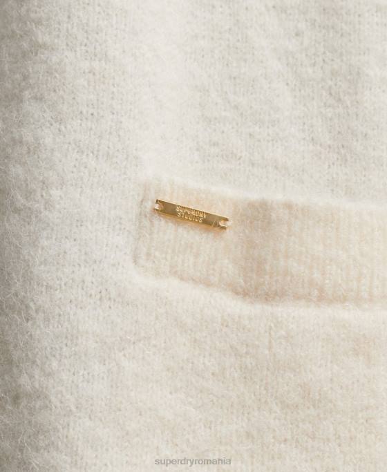 Superdry cardigan lung studios îmbrăcăminte alb femei JX0Z4008