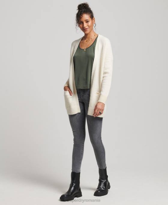 Superdry cardigan lung studios îmbrăcăminte alb femei JX0Z4008