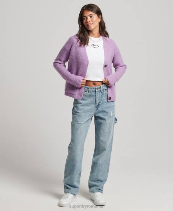 Superdry cardigan super moale esențial îmbrăcăminte Violet femei JX0Z3968