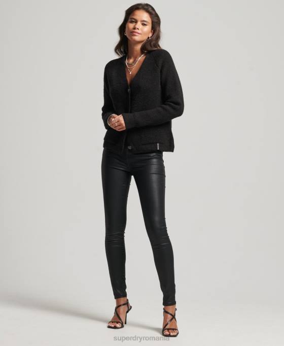 Superdry cardigan super moale esențial îmbrăcăminte negru femei JX0Z3962