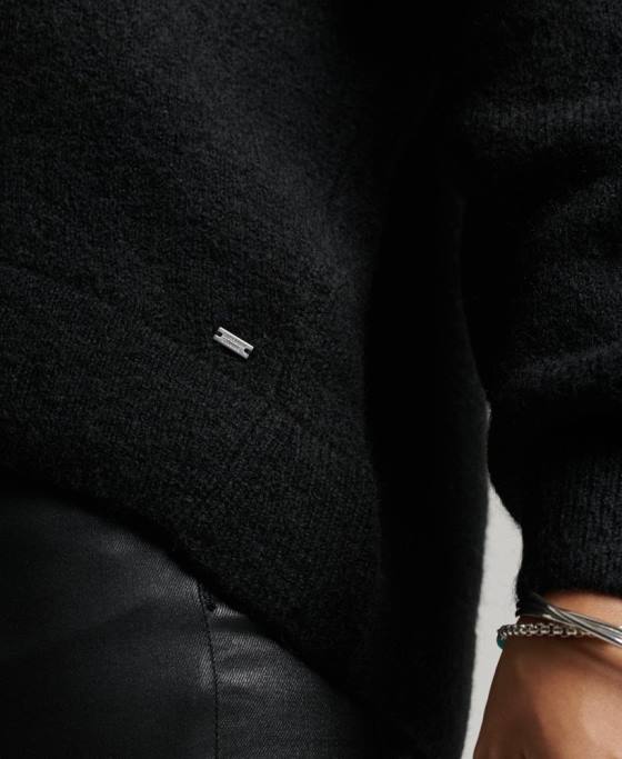 Superdry cardigan supradimensionat cu decolteu în V îmbrăcăminte negru femei JX0Z3965