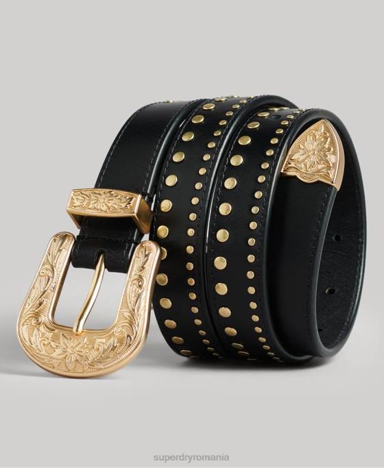 Superdry centura de piele occidentala accesorii negru femei JX0Z4216