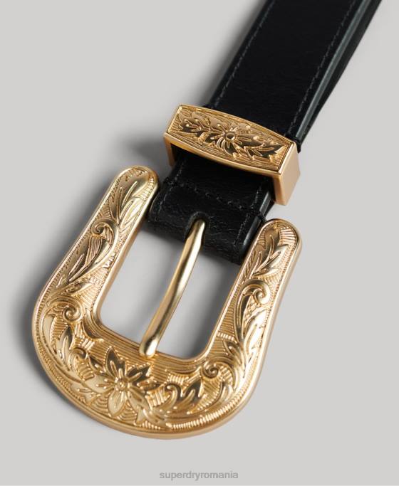 Superdry centura de piele occidentala accesorii negru femei JX0Z4216