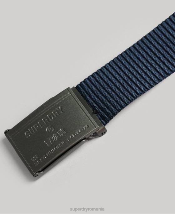 Superdry centură cu logo din material textil esențial accesorii marina femei JX0Z1611