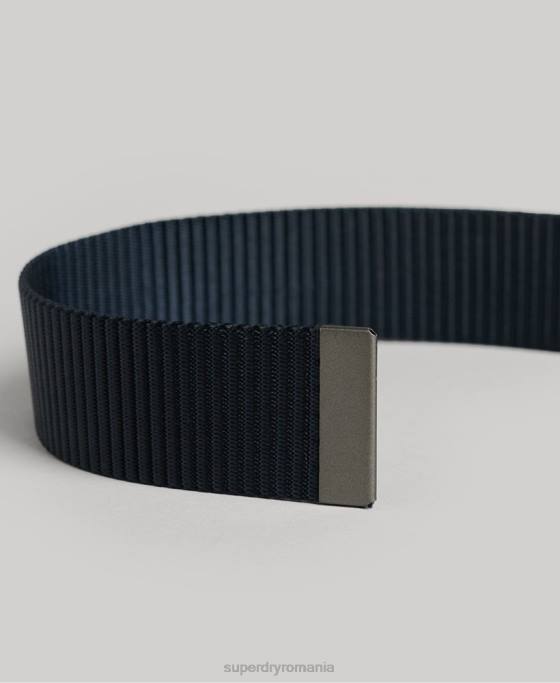 Superdry centură cu logo din material textil esențial accesorii marina femei JX0Z1611
