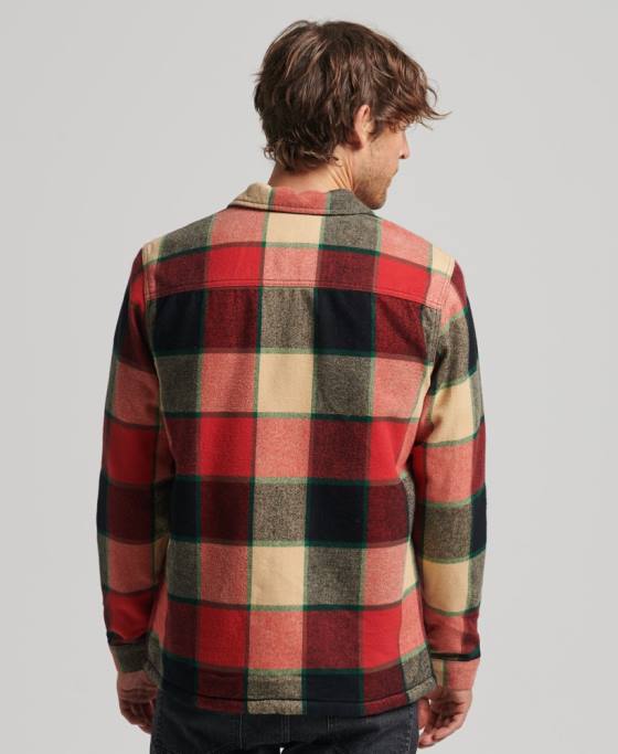 Superdry check utility peste cămașă îmbrăcăminte roșu bărbați JX0Z4716