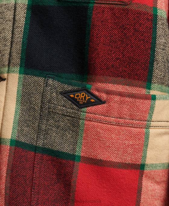 Superdry check utility peste cămașă îmbrăcăminte roșu bărbați JX0Z4716