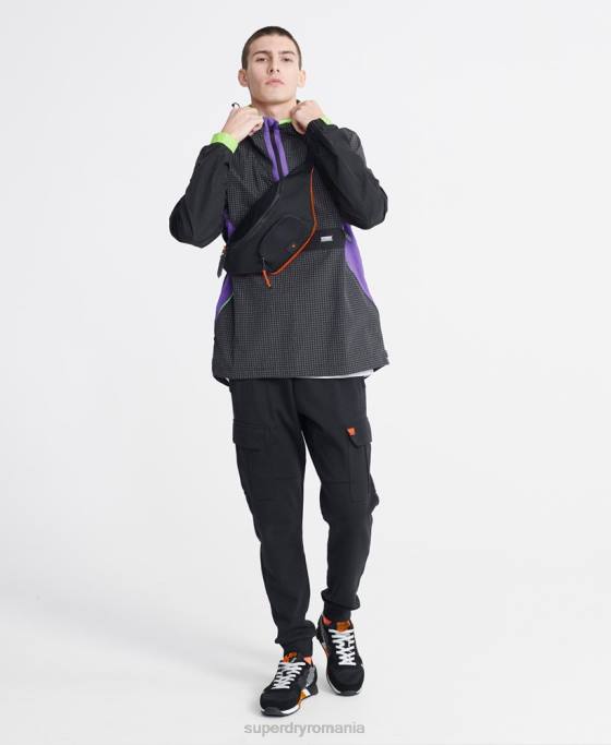 Superdry city ​​neon cagoule deasupra capului îmbrăcăminte negru bărbați JX0Z4792