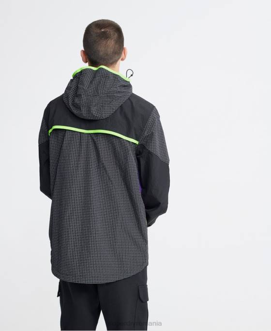 Superdry city ​​neon cagoule deasupra capului îmbrăcăminte negru bărbați JX0Z4792
