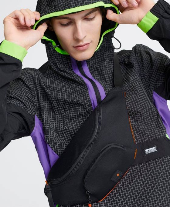 Superdry city ​​neon cagoule deasupra capului îmbrăcăminte negru bărbați JX0Z4792