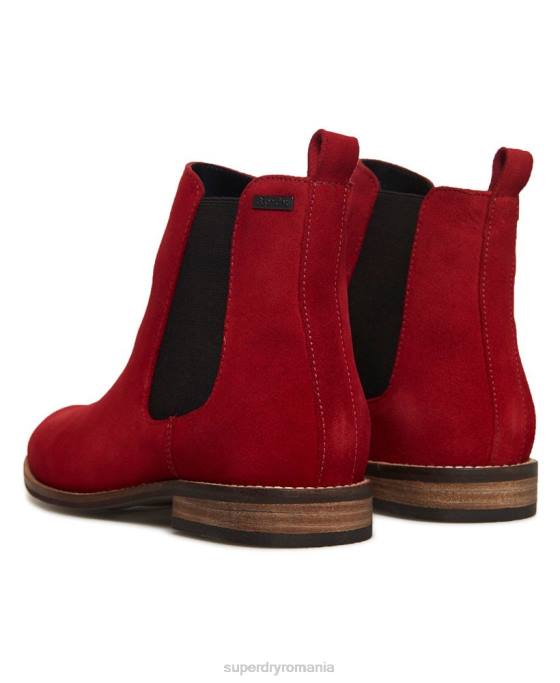 Superdry cizme chelsea din piele intoarsa millie-lou pantofi roșu femei JX0Z4431