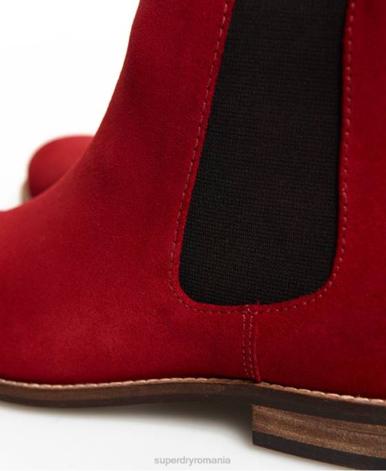 Superdry cizme chelsea din piele intoarsa millie-lou pantofi roșu femei JX0Z4431